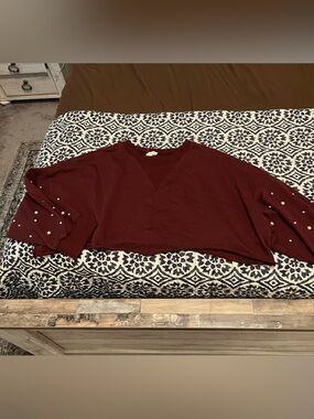 Peach Love California Maroon Ribbed Crewneck